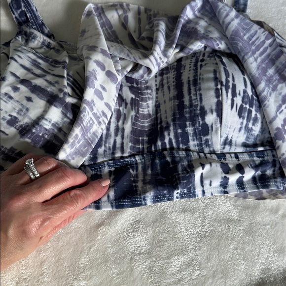 Torrid Blue and White Tie-Dye Strappy Bikini Top - Picture 2 of 7